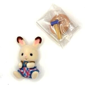 Calico Critters/Sylvanian Family Chocolate Rabbit, Baby Bunny, w/Accessories